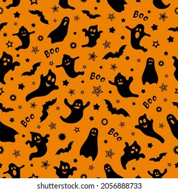 Halloween illustration on orange background. Vector illustration.