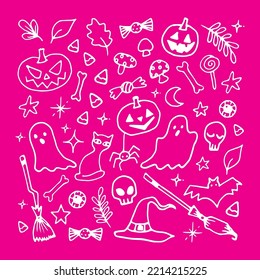 Halloween illustration on pink background