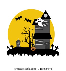 Halloween illustration on the white background. Vector illustration