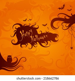 halloween illustration with owl