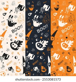 Halloween illustration pattern, vector illustration, background skull pattern