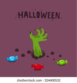 Halloween illustration. Poster, flyer, banner or background for Halloween Party Night. Flat design, vector illustration.