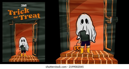 halloween illustration poster flyer design