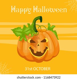 Halloween illustration with pumpkin, vector