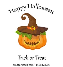 Halloween illustration with pumpkin, vector