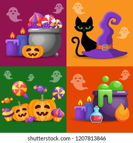 Halloween illustration with pumpkin. Vector illustration