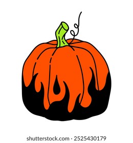 Halloween illustration with pumpkin in Y2K style. Happy Halloween print for posters, banners, internet posts and your other designs