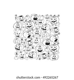 Halloween illustration with pumpkins