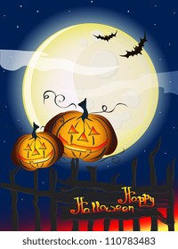 Halloween Illustration with Pumpkins for banners or invite cards