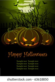 Halloween Illustration with Pumpkins for banners or invite