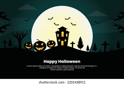 Halloween illustration with pumpkins vector background design 