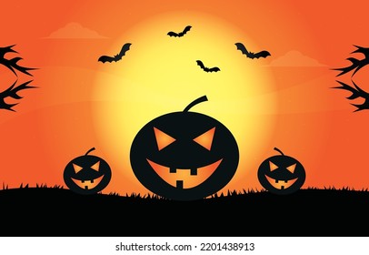 Halloween illustration with pumpkins vector background design