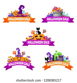 Halloween illustration with ribbon. Vector illustration