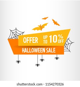 halloween illustration sale. autumn celebration. bat and spider element. modern design.