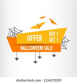 halloween illustration sale. autumn celebration. bat and spider element. modern design.