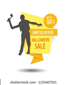 halloween illustration sale. autumn celebration. zombie element. modern design.
