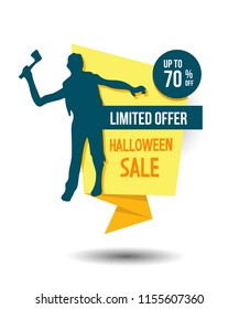 halloween illustration sale. autumn celebration. zombie element. modern design.