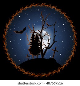 Halloween illustration - Scary forest. 