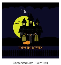 Halloween illustration with scary house 