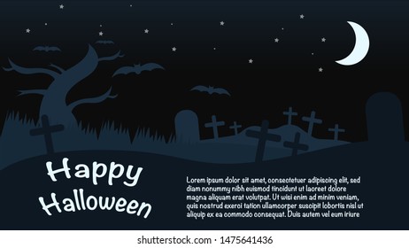 Halloween illustration scene ,Graveyard, Background