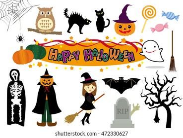 Halloween illustration set