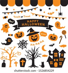 Halloween illustration set (black & orange)