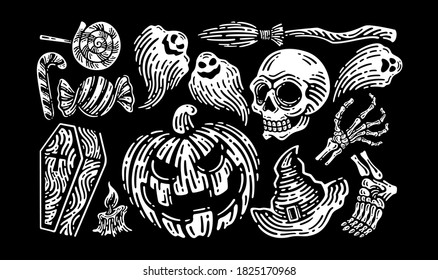Halloween illustration set collection for celebration, template and decoration.
