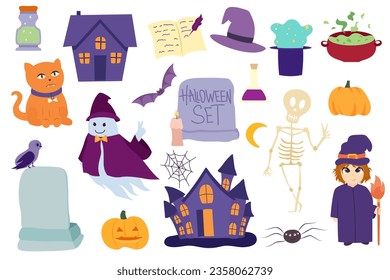 Halloween illustration set for design. Funny vector illustrations . Design element   