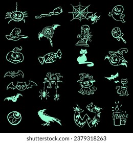 Halloween illustration set vector for card, decoration, illustration