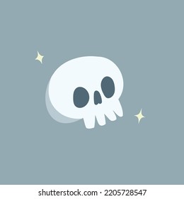 Halloween illustration skull element. Cute flat vector graphic decoration.