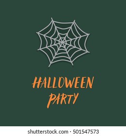 Halloween illustration with spider web icon.