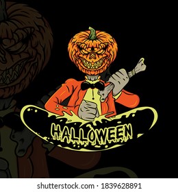 halloween illustration suitable for logo, t shirt, poster and related business