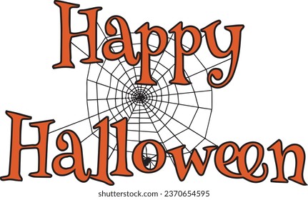 Halloween illustration surrounded by spider web, happy Halloween, terror, spooky, fear, suspense