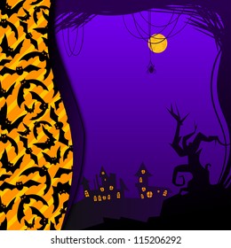 Halloween illustration: template, frame, card
