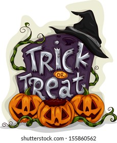 Halloween Illustration of a Tombstone with Trick or Treat Written on It