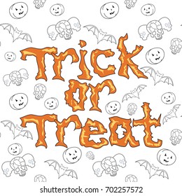 Halloween illustration. Trick or Treat message vector illustration.