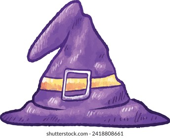 halloween, illustration, vector, cartoon, costume, magician, witch, hat, spooky, purple, simplicity