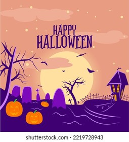halloween illustration and vector design free download. poster, loading page, loading screen, loading screen, flyer, card, brochure, promotion, advertisement, wallpaper, icon, stock image