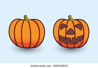Halloween Illustration Vector Design With Sweet Pumpkin Illustration Clip Art, Creative Minimal Unique Concept.
