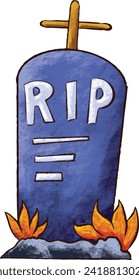 halloween, ilustración, vector, gravestone, rip, muerte, caricatura, lindo, diseño, magia, cráneo