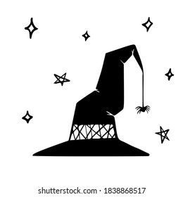 Halloween illustration. Vector hand drawn witch hat isolated on a white background. EPS10