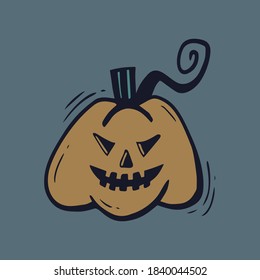 Halloween illustration. Vector hand drawn coloured pumpkin. EPS10