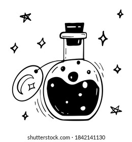 Halloween illustration. Vector hand drawn potion jar. EPS10