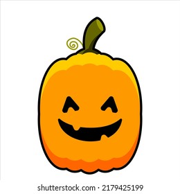 Halloween illustration. Vector orange pumpkin with a smile.