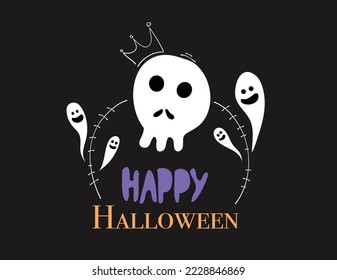 halloween illustration vector with scare skull trick or treat halloween event