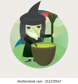 Halloween illustration of a wicked witch.