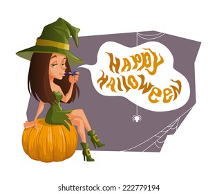 Halloween illustration. Witch