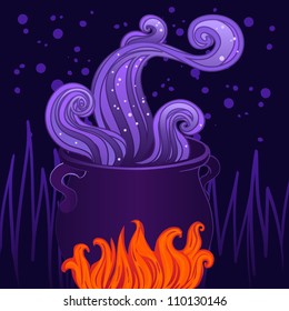 Halloween illustration: witches cauldron in vector