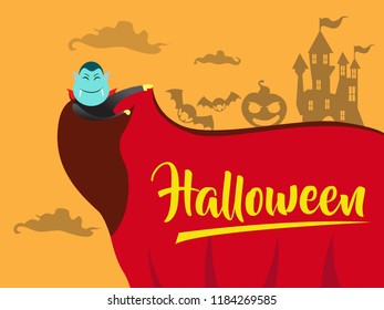 Halloween illustrations for background with pumpkin designs, bats, graves, and night views