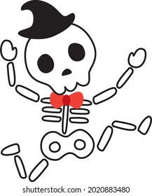 Halloween illustrations cheerfully jumping skeletons